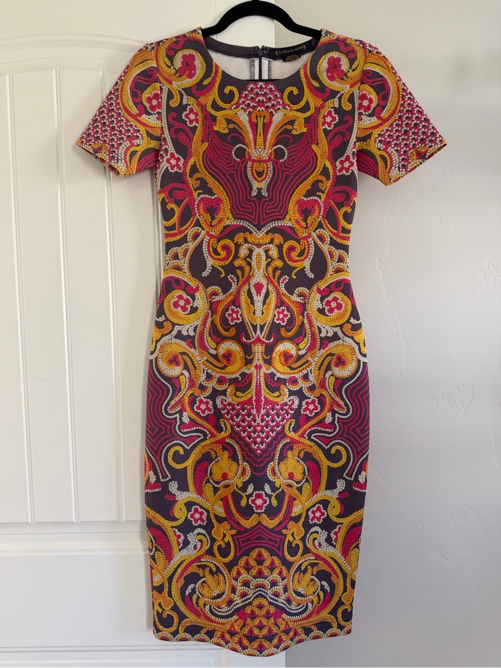 Pankaj and Nidhi Anthropologie Onida Colorful Pencil Dress